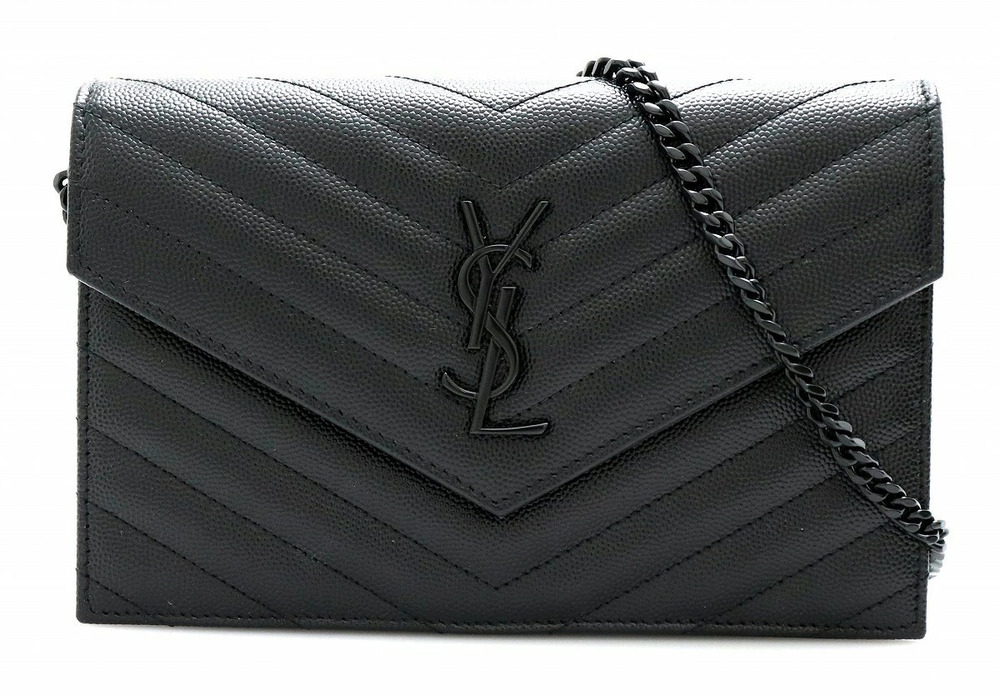 Saint Laurent Yves Paris Monogram Envelope Chain Bag Clutch Black